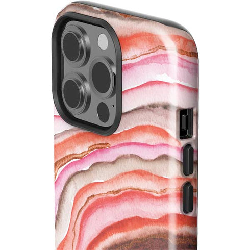 Orange Watercolor Geode iPhone 15 Pro Impact Case